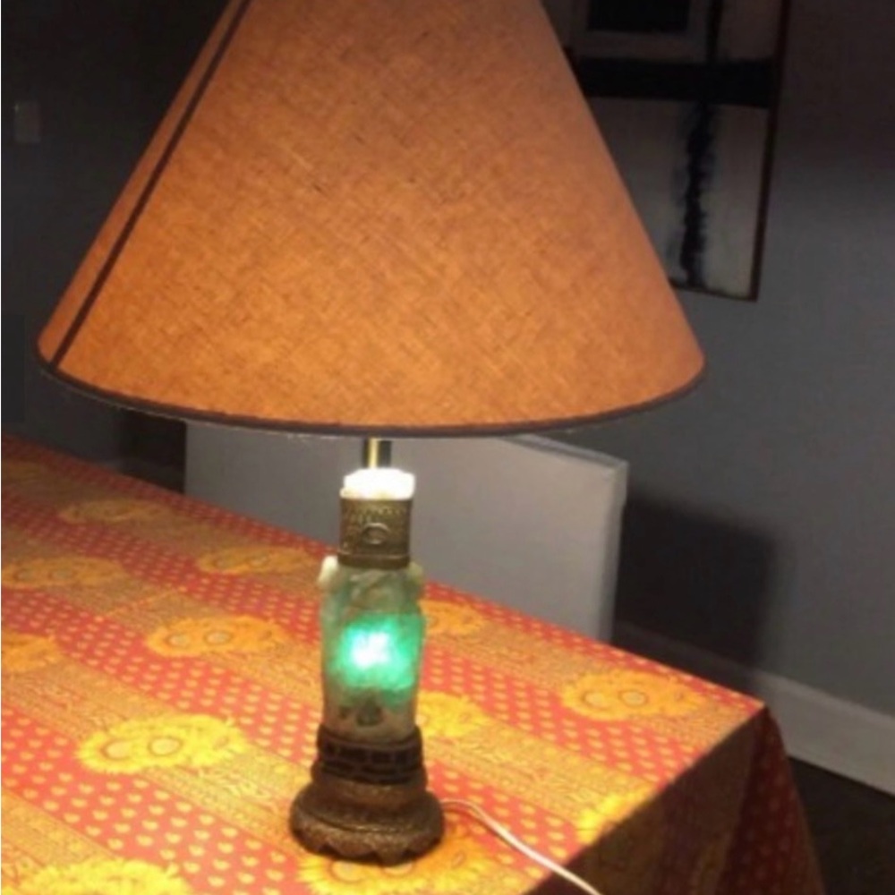 Antique Chinese Jade Quartz Carved Lamp